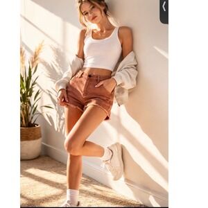 Madewell High Rise Denim Shorts 25 Dusty Rose Mauve Raw Hem Summer Boho